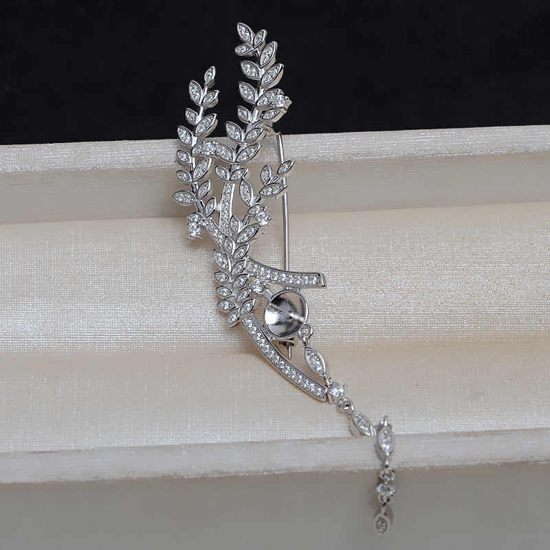 S925 sterling silver brooch setting  (B-13)