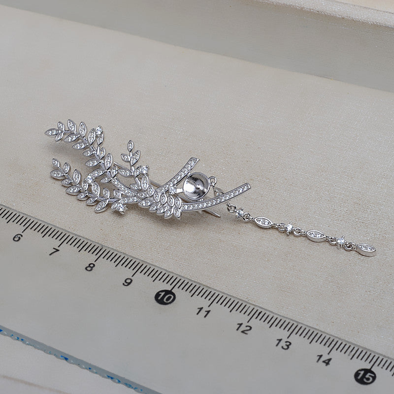 S925 sterling silver brooch setting  (B-13)