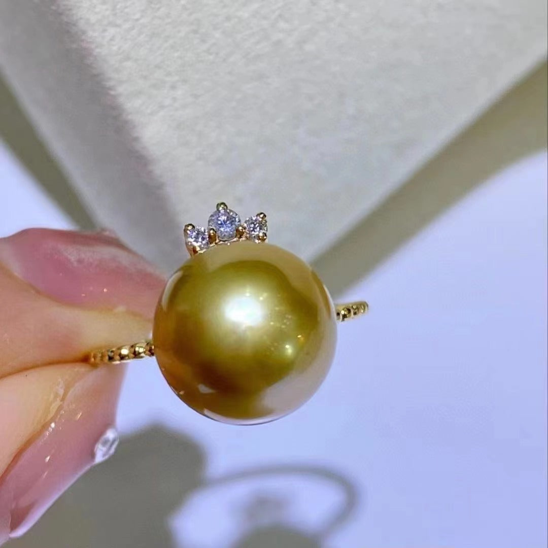 Bague perle d'eau salée Golden Pearl des mers du Sud en or 18 carats R54