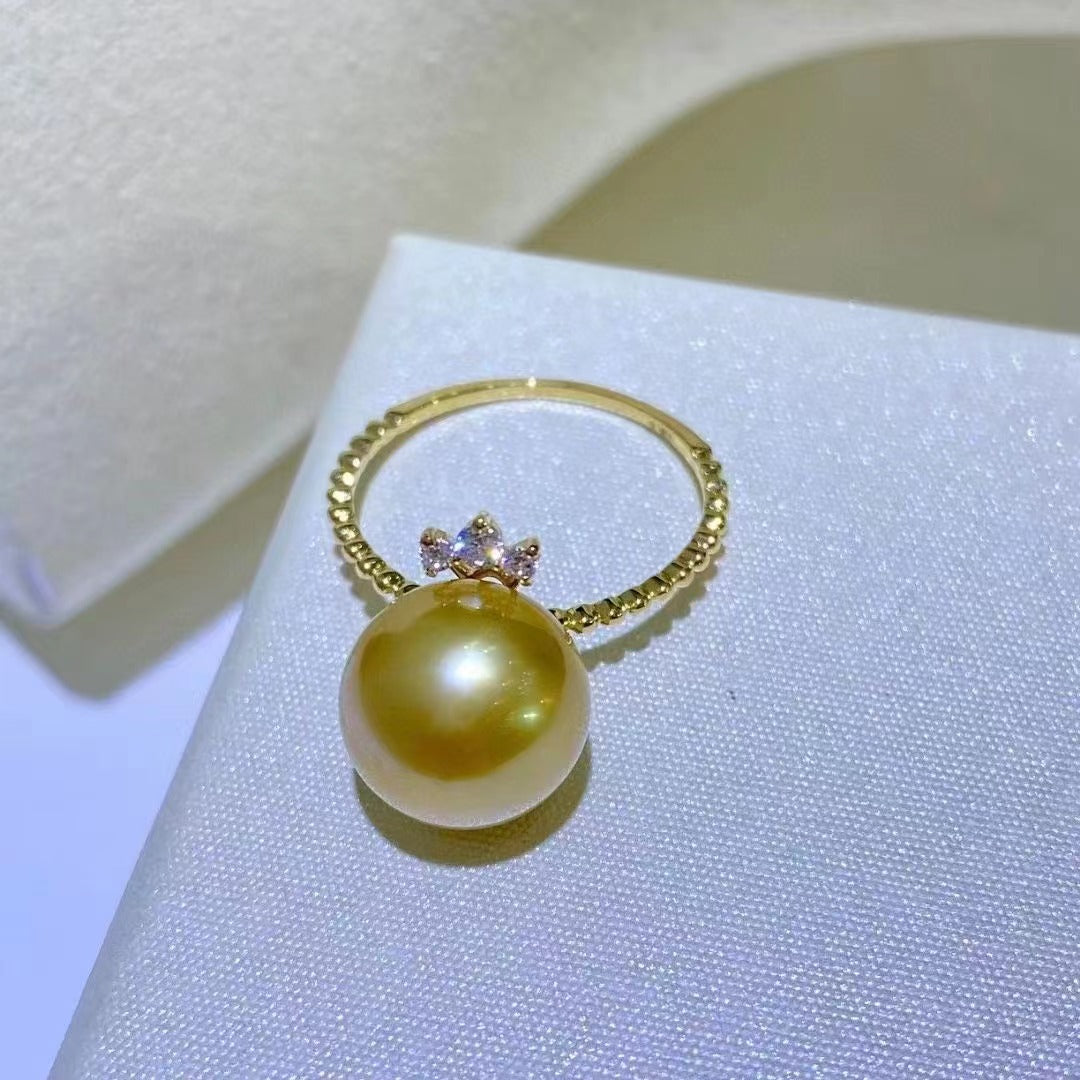 Bague perle d'eau salée Golden Pearl des mers du Sud en or 18 carats R54