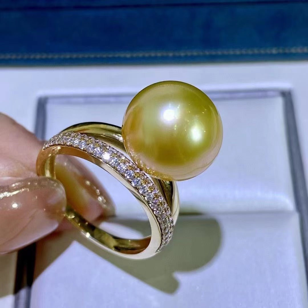 South Sea Golden Pearl Saltwater Pearl  ring  in 18k Gold R53