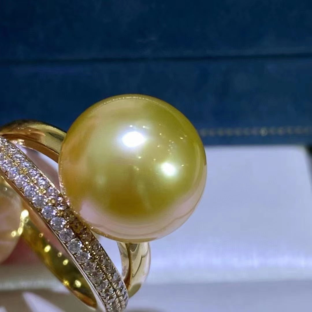 South Sea Golden Pearl Saltwater Pearl  ring  in 18k Gold R53