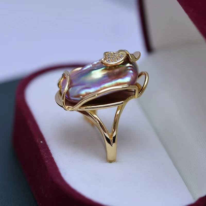 Bague perle baroque rectangulaire 25 USD (R50)