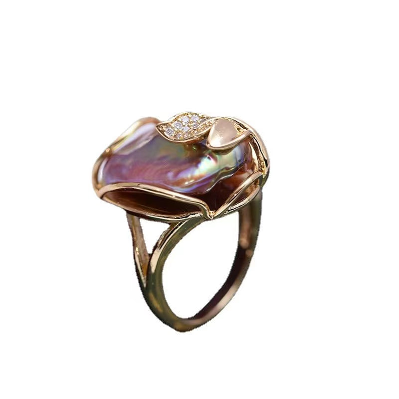 Bague perle baroque rectangulaire 25 USD (R50)