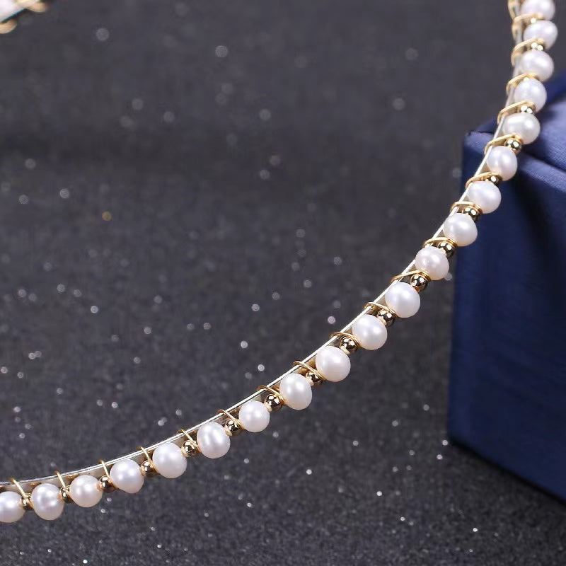 Fresh water pearl head band (H14)