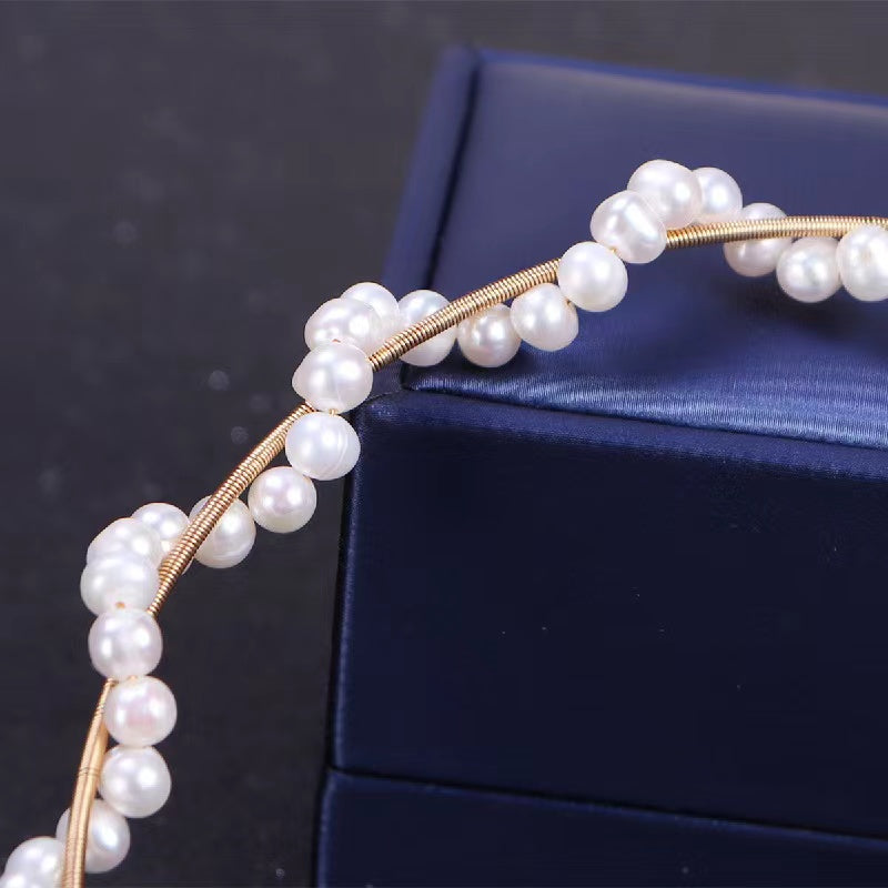 Fresh water pearl head band ( H4)