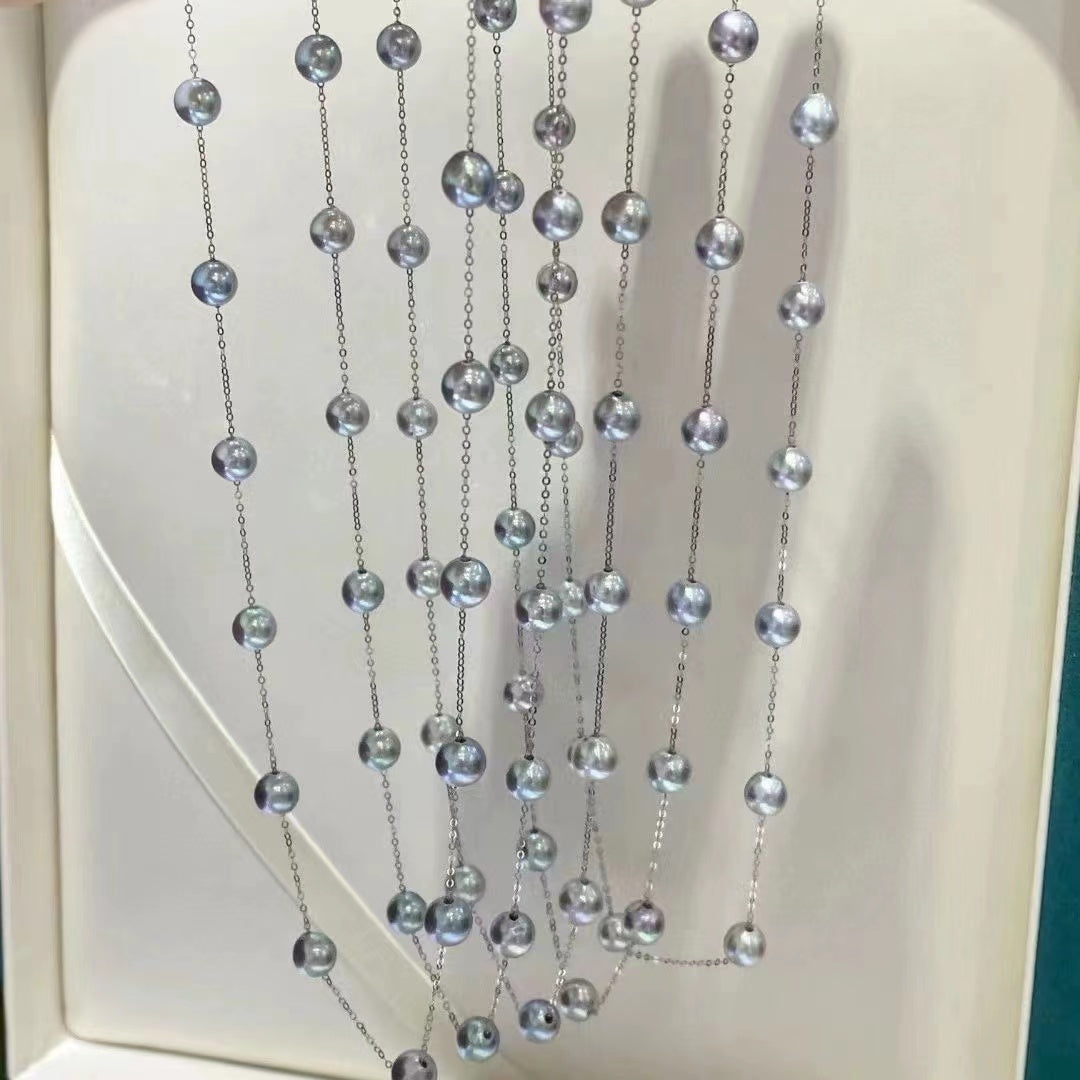 Collier de respiration de bébé en perles d'Akoya d'eau de mer (N39)