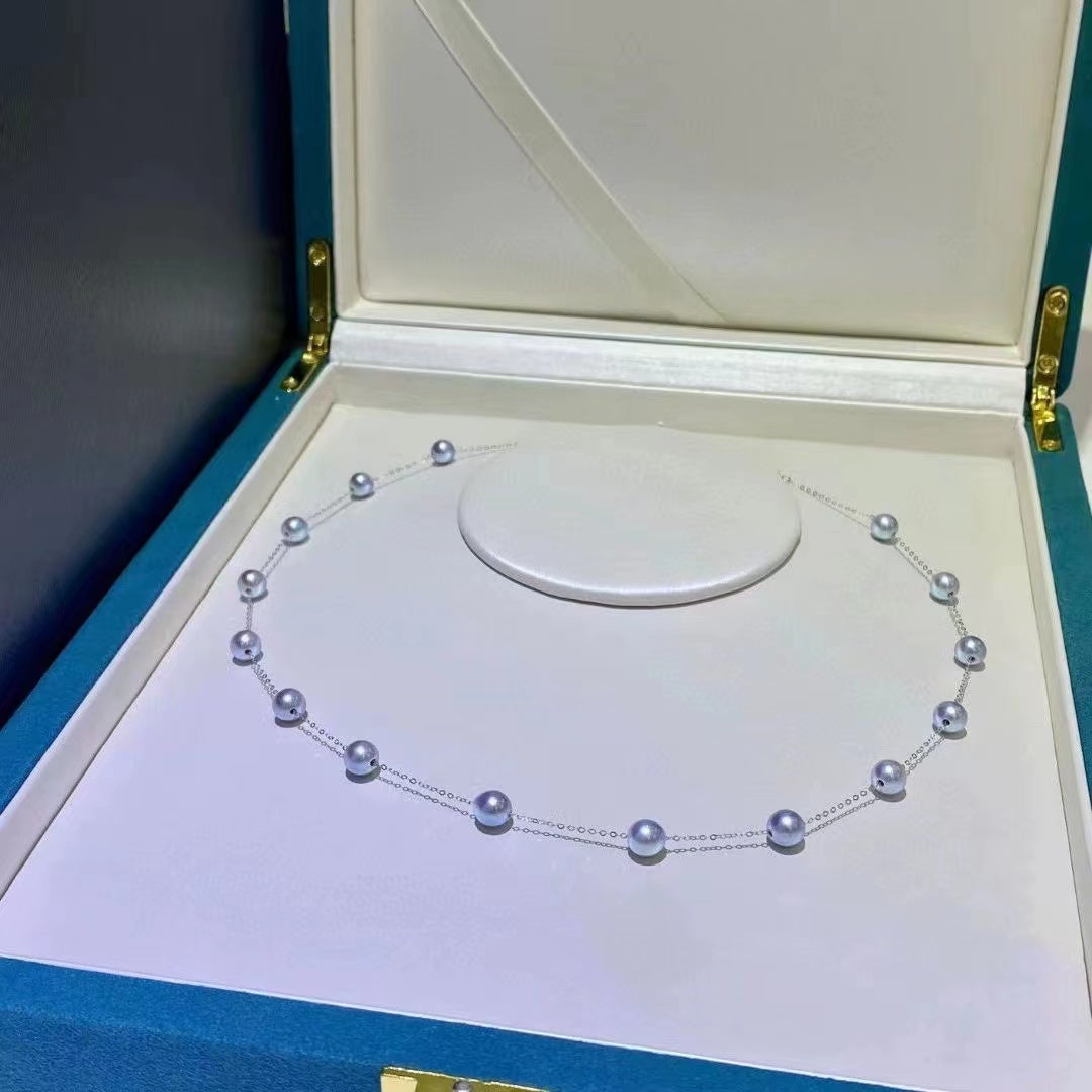 Collier de respiration de bébé en perles d'Akoya d'eau de mer (N39)