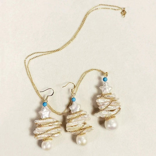 Christmas trees baroque pearl set USD175 (S29)