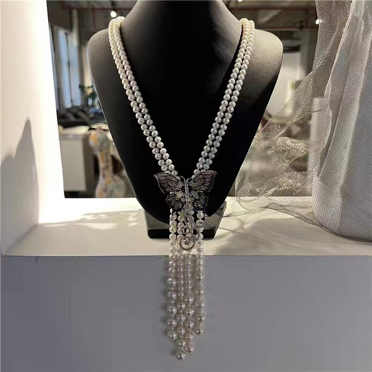 Butterfly pearl necklace (N49)