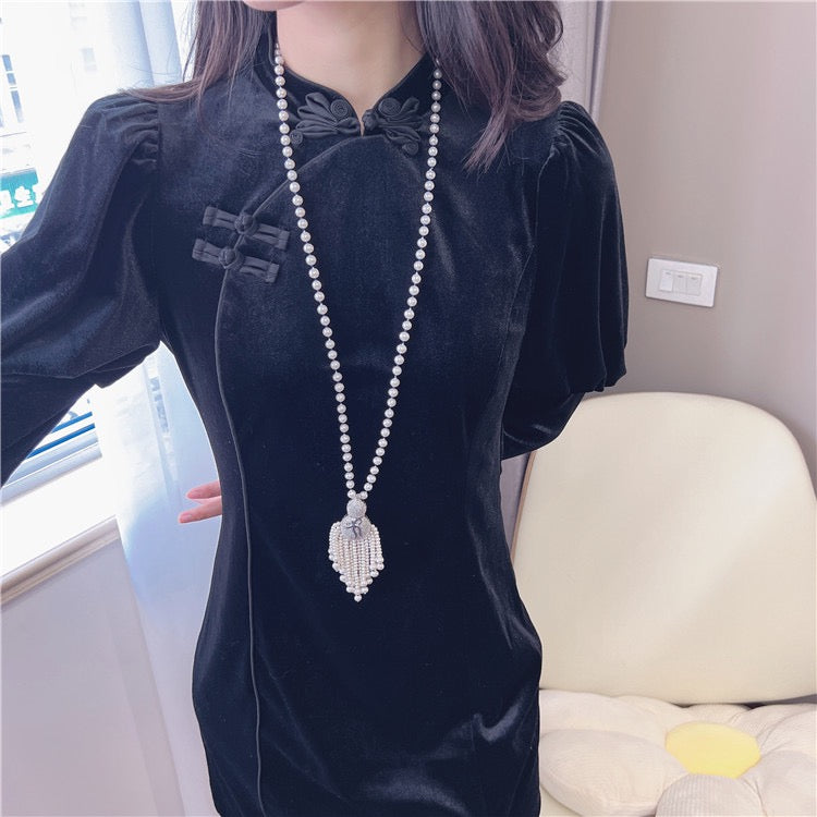 Tassels pearl necklace (N56)